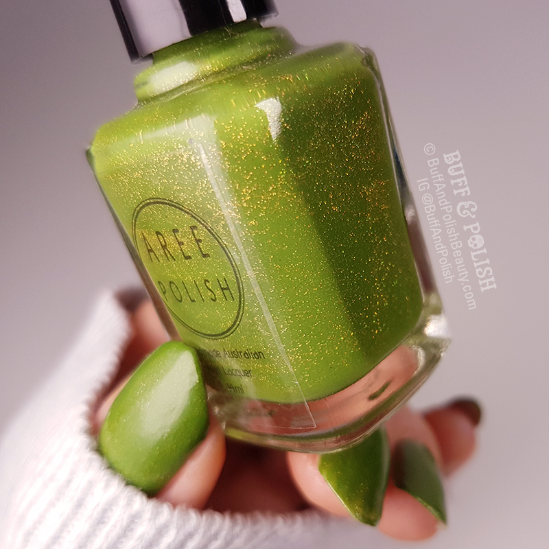 Buff & Polish - Aree Miss Toxic polish swatch & bottle shot