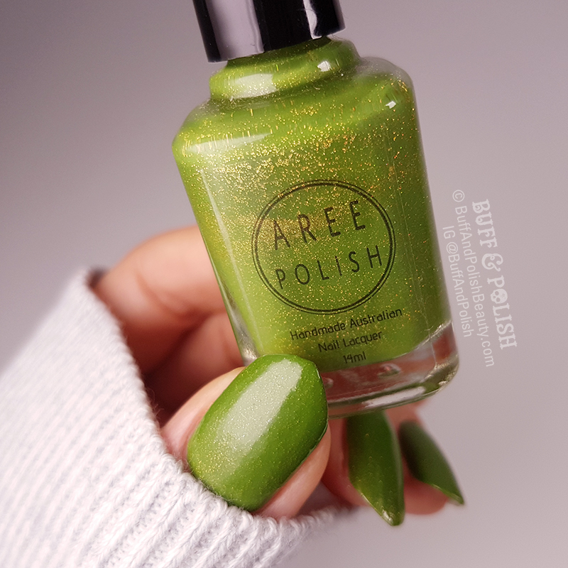 Buff & Polish - Aree Miss Toxic polish swatch & bottle shot