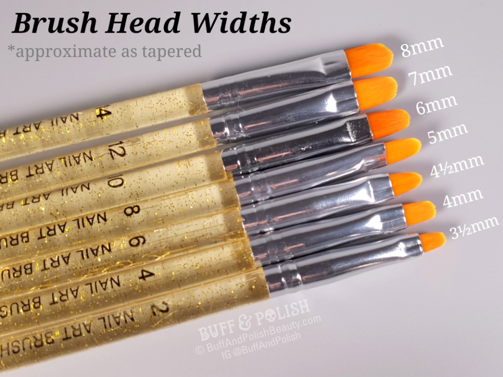 Buff & Polish - BeautyBigBang 7pc Gel Brush Set HEAD WIDTHS