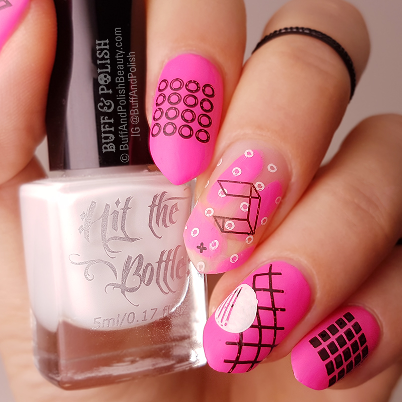 80's Hot Pink & Black Nails - Another Decade Challenge – Buff & Polish