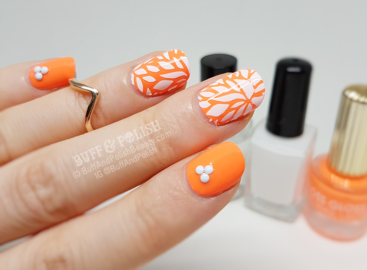Floss Gloss' Orange Neon with Stamped Leaves – Buff & Polish