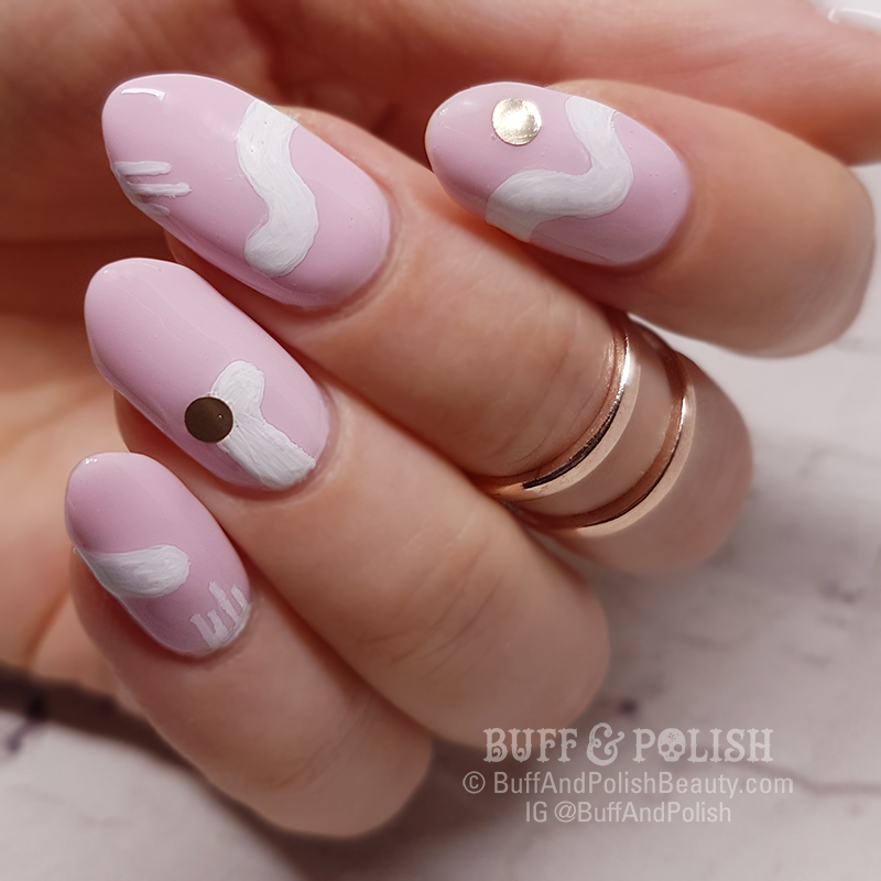 Buff & Polish - Abstract Textured Lines on Pink Gel Polish