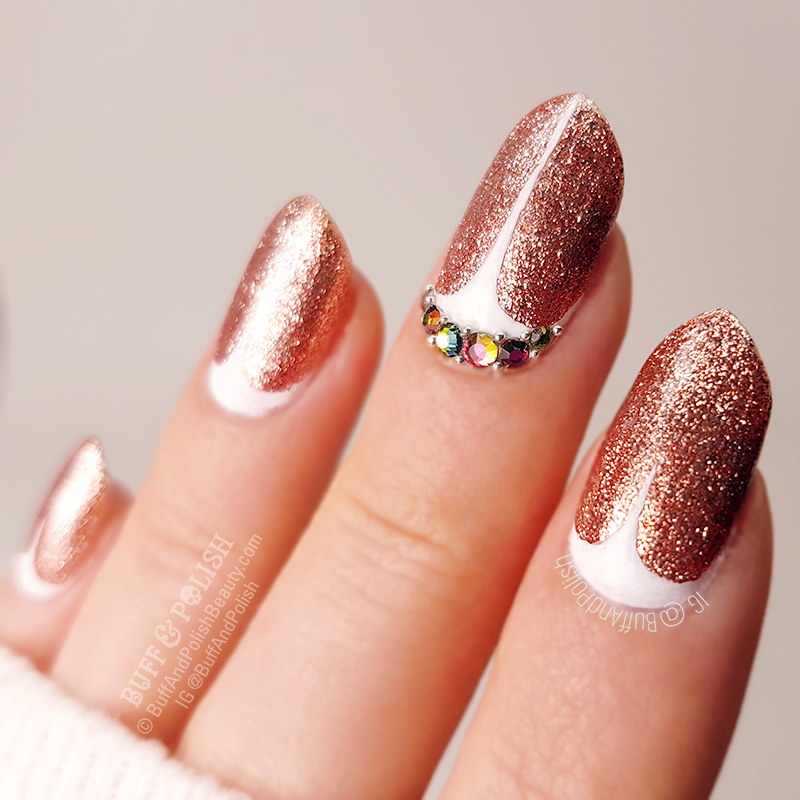 Buff & Polish - Rose Gold Glitter Nails Stilettos